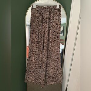 LA Hearts Wide Leg Pants, Black Floral with Peach Blossoms, size L